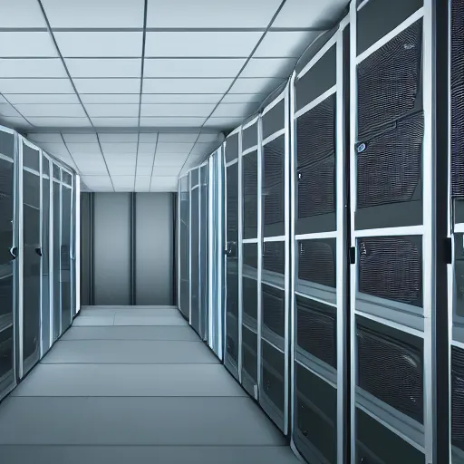 Prompt: a photo of a futuristic server room, technical render, 8k
