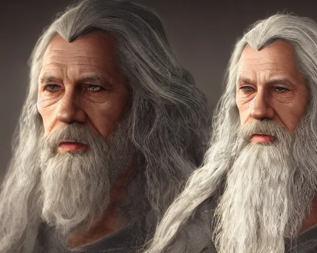 Image similar to jesus christ as gandalf the gray, character art, by various concept artists, redshift render, hyperrealistic face, photorealistic render