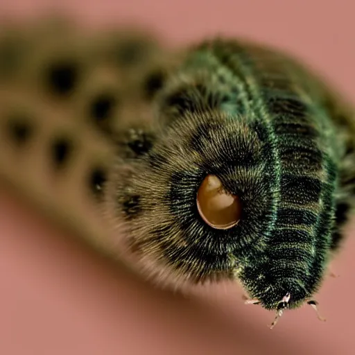 Image similar to photo of a cute caterpillar with a face like a cat