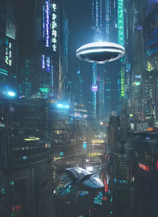 Prompt: alien spaceship floating over cyberpunk tokio at night, highly detailed, very intricate, cinematic lighting, concept art, by asher brown durand and eddie mendoza, octane render, featured on artstation, 8 k