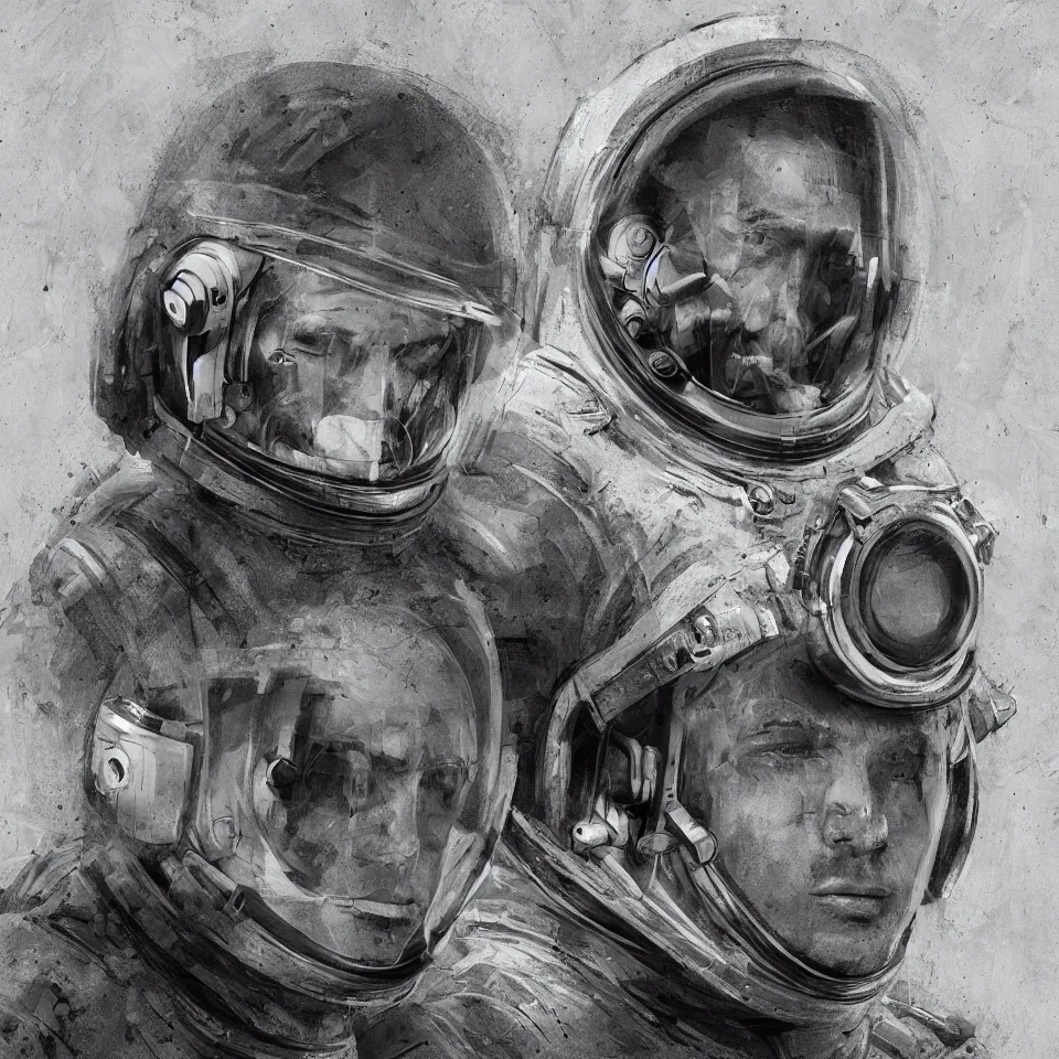 Image similar to portrait of a astronaut wearing head phones by ben templesmith, cinematic, epic composition, hd, digital painting, digital art, masterpiece, award - winning
