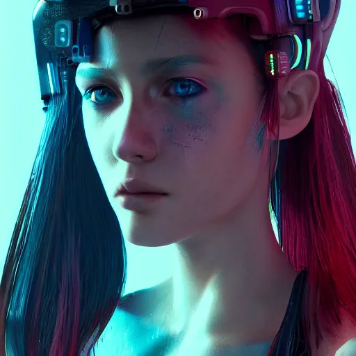 Image similar to the cyberpunk girl portrait, render, octane, 4k, highly detailed, vivid colors, high definition