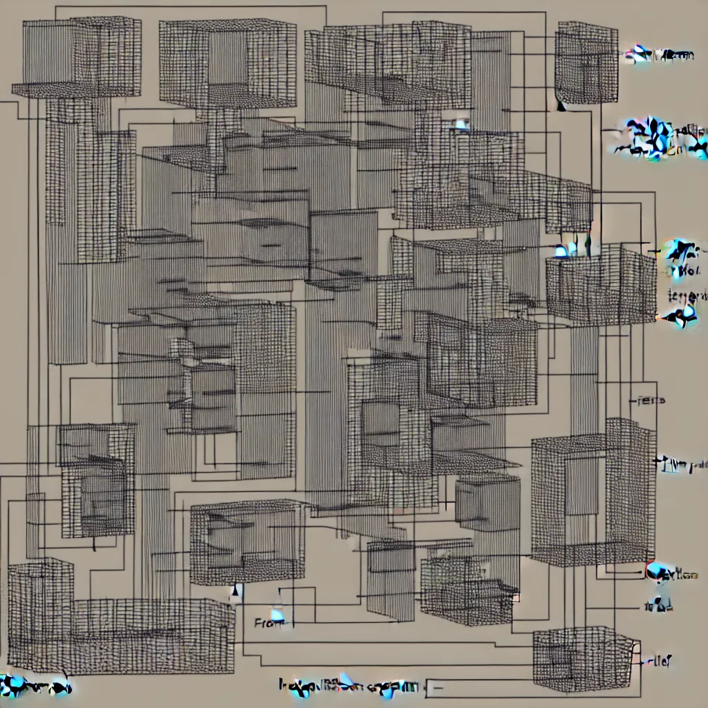 Image similar to a perfectly organised schematic for a machine to ingest kittens and output woven baskets made of cat fur and bones.