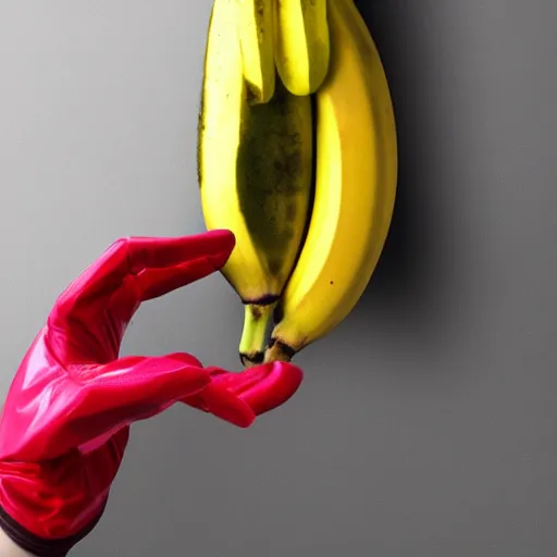 Prompt: a hyperrealistic photo of banana that has arms with hands and legs with feet. it is wearing gloves and shoes.