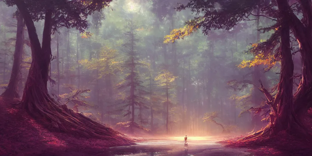 Image similar to a forest, highly detailed oil painting, Jessica Rossier, Studio Ghibli, Bruce Pennington, digital art, octane render, beautiful composition, trending on artstation, masterpiece