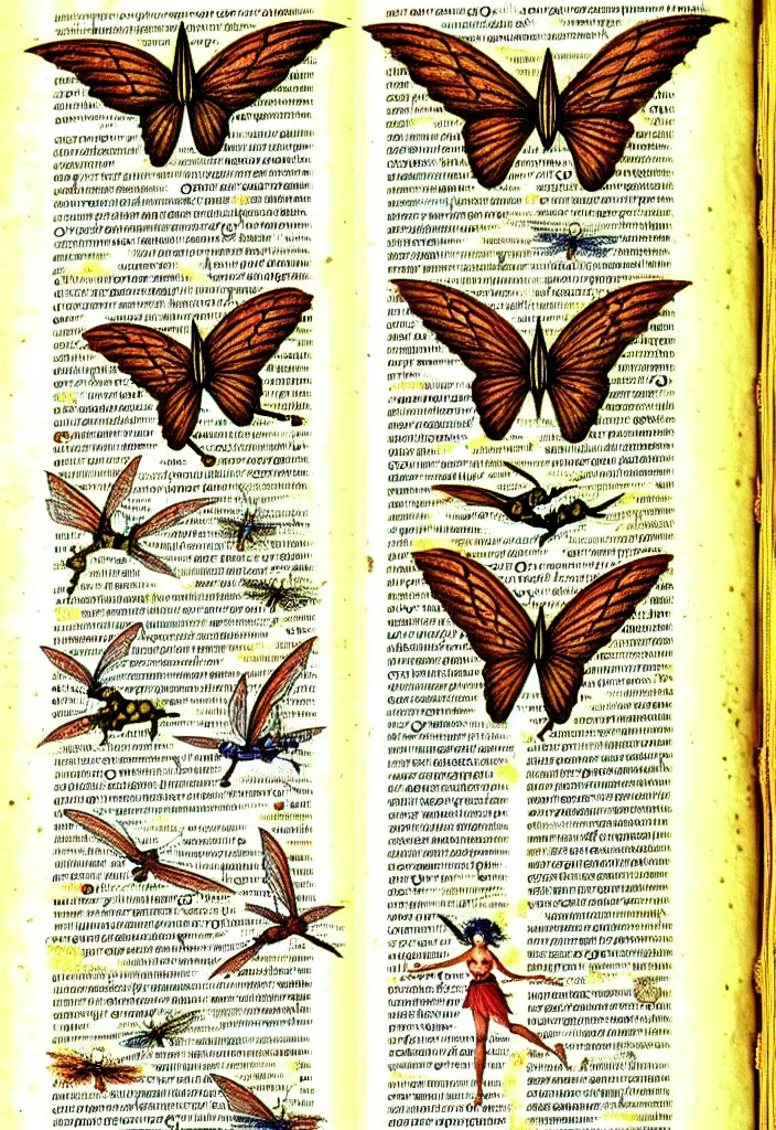 Prompt: a page from Encyclopedia of fairies, style Gutenberg bible,