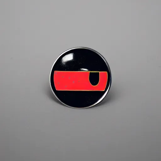 Image similar to a photo of a retro 7 0 s minimalistic clean fire warning enamel pin, studio lighting, behance