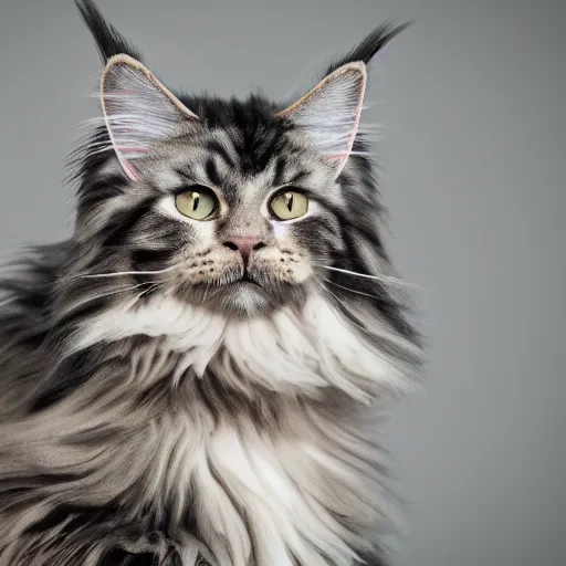 Prompt: A crying very sad fluffy Maine Coon. Highly realistic. Highly detailed. High resolution. 4k. 8k