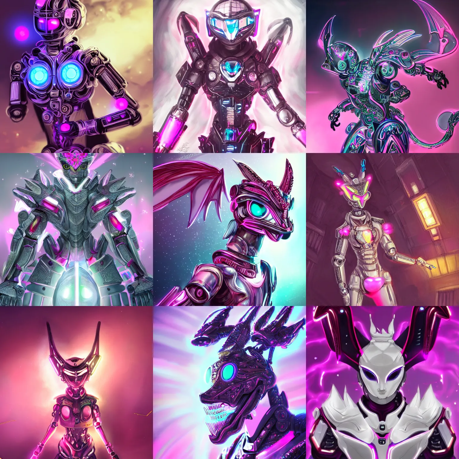 Prompt: highly detailed exquisite lgbt transgender gay trans fanart, a cute gay robot dragon, glowing eyes and robot dragon head, off-white plated armor, bright Fuchsia skin, royal elegant pose, epic cinematic shot, realistic, professional digital art, high end digital art, sci fi, DeviantArt, artstation, Furaffinity, 8k HD render, epic lighting, depth of field