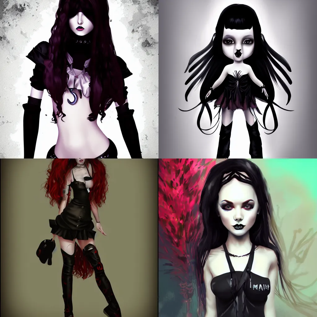 Prompt: goth girl, digital art, trending on artstation