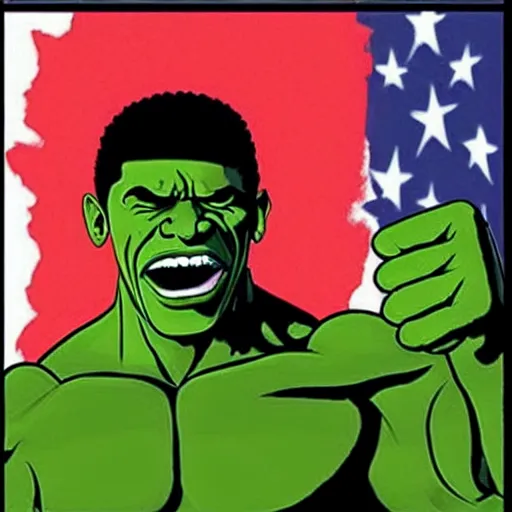 Image similar to Obama as the hulk