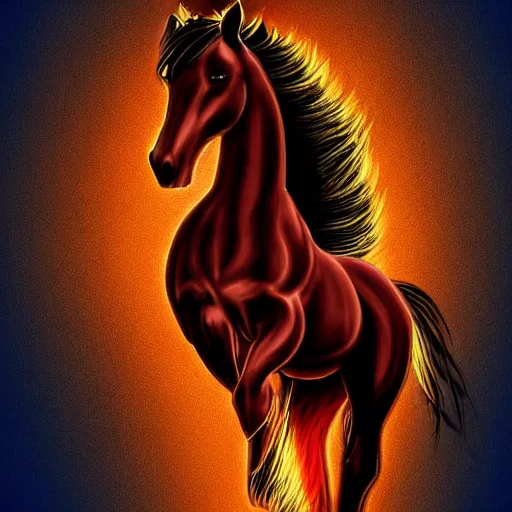 Prompt: a fire horse,digital art by vivaliis,trending on deviantart