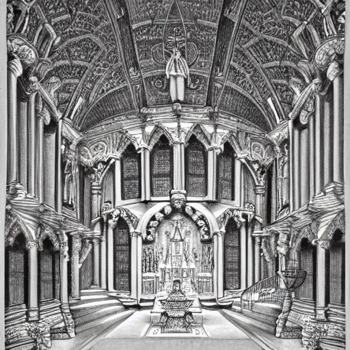 Prompt: finished pencil drawing of an intricate detailed church temple catholic buddhist, complete, pencil drawing