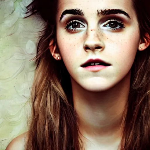 Image similar to a masterpiece portrait photo of a beautiful young woman who looks like a manic pixie dream girl emma watson, symmetrical face