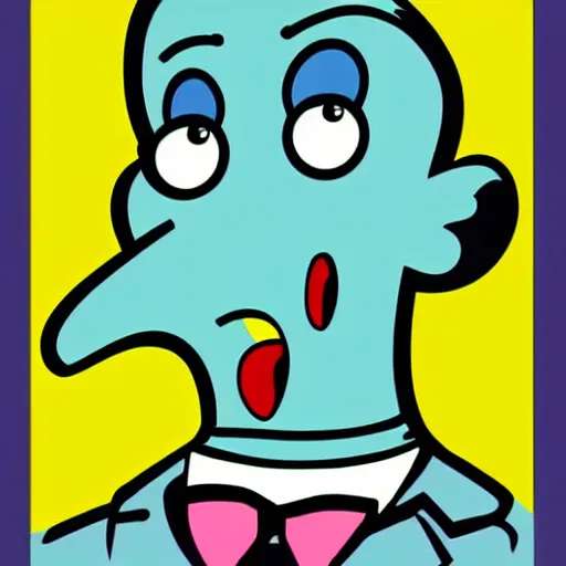 Image similar to amazing handsome squidward, pop art cartoon style