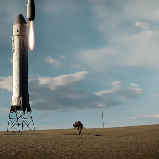 Image similar to shrek attached to a spacex rocket, cinematic lighting, detailed, sharp focus