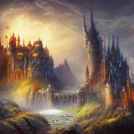 Castle of Distant Ideal, fantasy art, 8k HD wallpaper,, Stable Diffusion