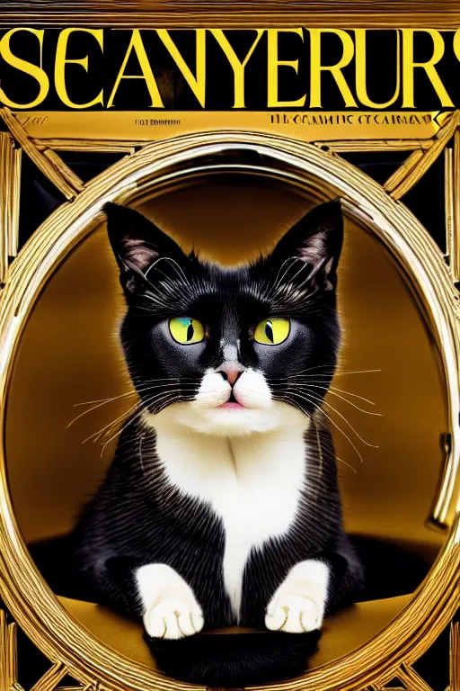 Image similar to extremely beautiful cat, symmetrical, cinematic, elegant, luxury, chrome, real photography, 4 k, ultra hd, national geographic journal cover