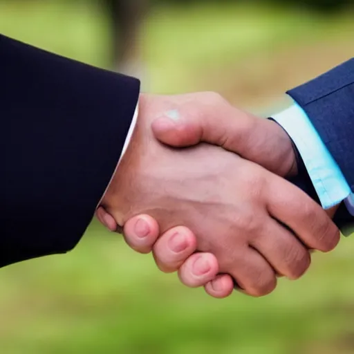 Image similar to photo of ai hand shake human doing business