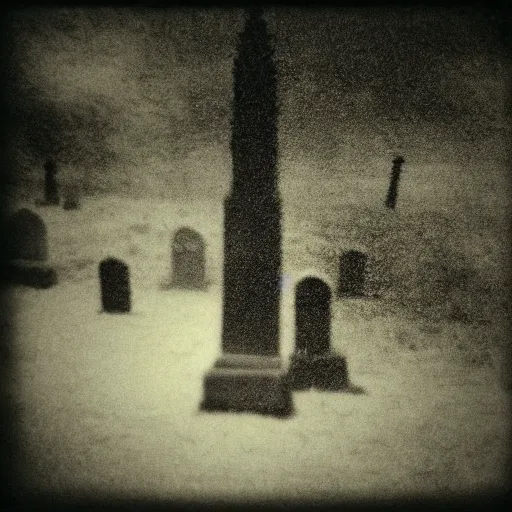 Image similar to insane nightmare, no light, everything is blurred, creepy shadows, cemetery, very poor quality of photography, 2 mpx quality, grainy picture