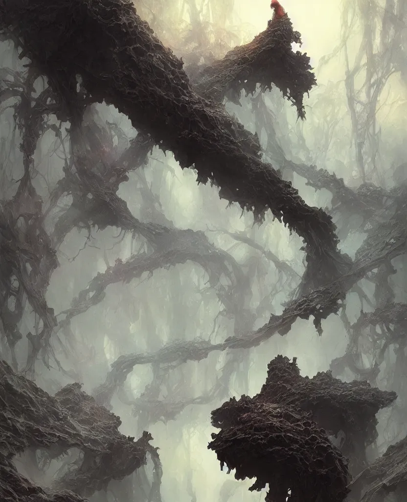 Image similar to realistic photography from space of planet earth devoured by a black fungus, deep focus, intricate, elegant, highly detailed, foggy, misterious, digital painting, artstation, concept art, matte, sharp focus, art by artgerm and greg rutkowski and alphonse mucha