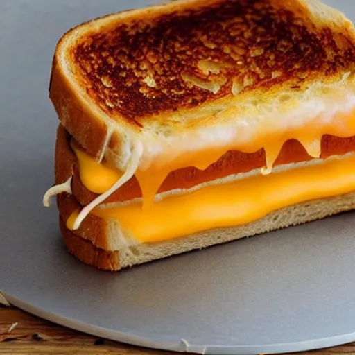 Image similar to a creature completely made of grilled cheese