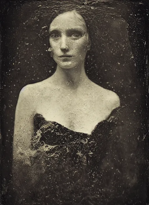 Image similar to old wetplate daguerreotype portrait explosion of data fragments, fractal, intricate, elegant, highly detailed, parallax, leica, medium format, subsurface scattering, by jheronimus bosch and greg rutkowski and louis jacques mande daguerre