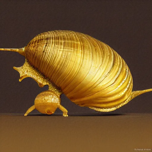 Prompt: A snail wearing a golden crown, high detail photo, 8k, digital art