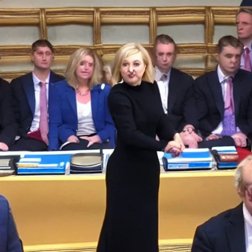 Prompt: Liz Truss turning into a reptilian