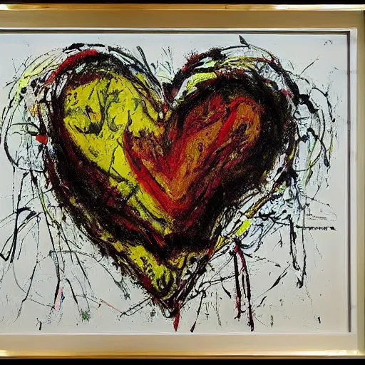 Image similar to Jackson Pollock painting of a human heart