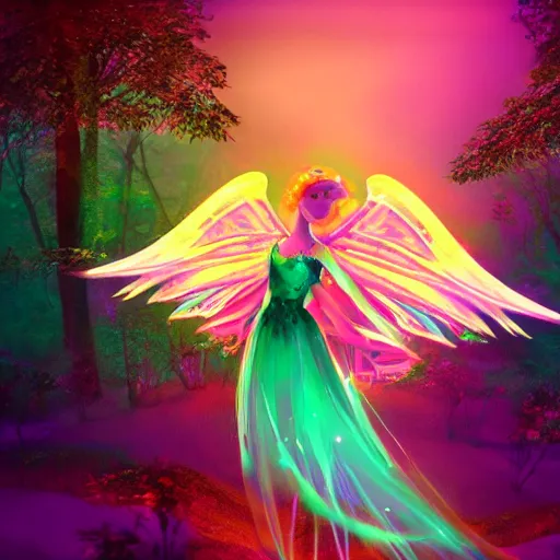 Prompt: fairy princess clothing store in a woodland grove, neon wings cute colorful pretty artistic girly avant garde 4 k artstation trending dramatic lighting high frequency noise