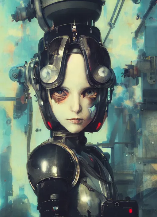 Prompt: surreal gouache painting, by yoshitaka amano, by ruan jia, by conrad roset, by good smile company, detailed anime 3d render of a female mechanical android, portrait, cgsociety, artstation, rococo mechanical costume and grand headpiece, dieselpunk atmosphere
