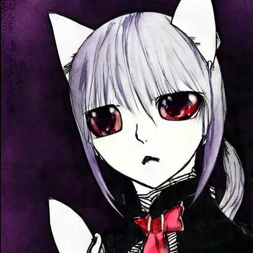 Image similar to a baby kitten vampire art by sui ishida