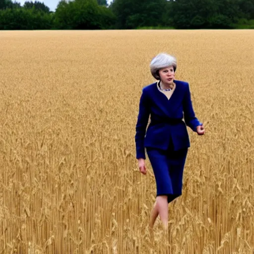 Image similar to theresa may walking in a field of wheat