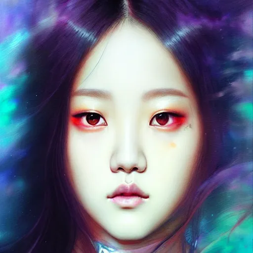 Image similar to jisoo of blackpink, hyperrealistic portrait, by karol bak and agnes cecile and artgerm, fantasy art, photo realistic, dynamic lighting, artstation, poster, volumetric lighting, very detailed face, 8 k, award winning