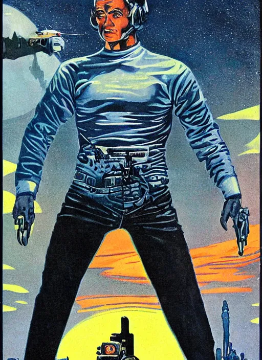 Prompt: retro sci fi pulp by ed emshwiller sci - fi horror pulp film poster vintage, illustration, retro, vignette