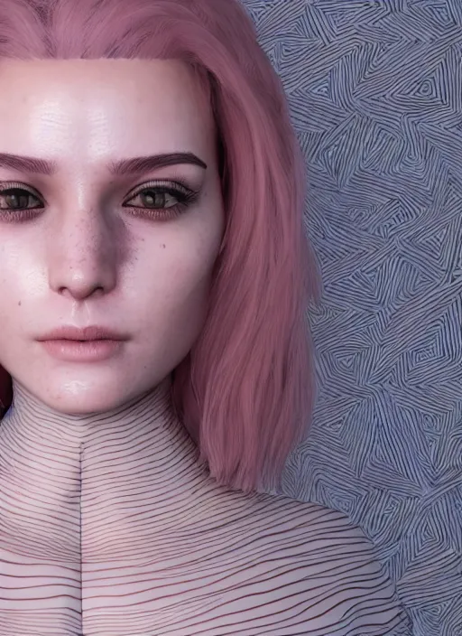 Image similar to : women with maze pattern skin all over hyper detailed dalle2 3d render unity gigapixel unrealengine octane