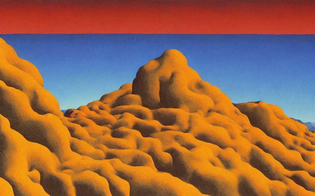 Image similar to mars landscape, detailed painting by rene magritte