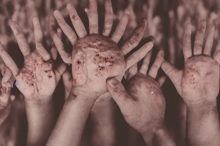 Prompt: photo of hands emerging from the ground at an apartment, japanese horror, eerie atmosphere, fear, mystery, dramatic, 8 k uhd