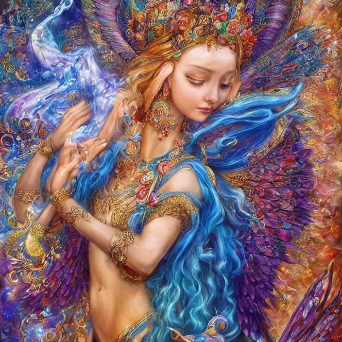 Image similar to goddess of water checking her phone, magic realism, art by josephine wall, art by huang guangjian, art by viktoria gavrilenko, art by amanda sage, trending on artstation