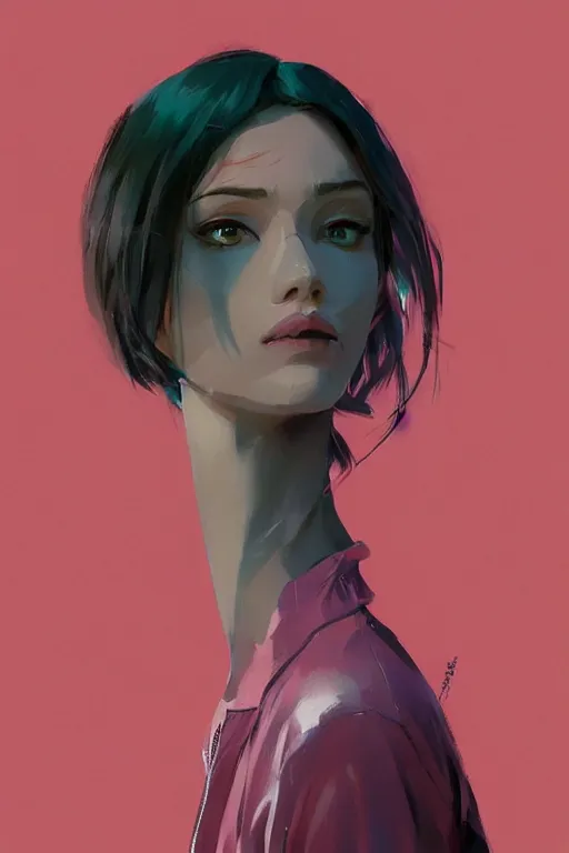 Image similar to a ultradetailed beautiful panting of a stylish woman, she is wearing an oversized nike jacket, by ilya kuvshinov, greg rutkowski, conrad roset and makoto shinkai