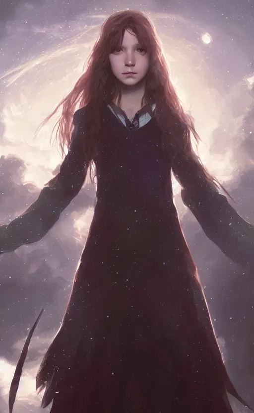 Prompt: a girl from final fantasy live action, hermione, evocative, mystical night, very very very very detailed, award winning, masterpiece digital painting by greg rutkowski, alex grey, artstation, 4 k wallpaper