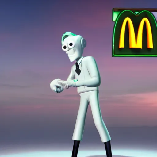 Image similar to moonman mac tonight, mcdonalds commercial, realistic, hdr, hdd, 8 k,