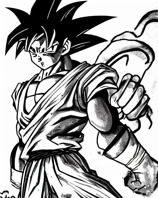 goku from dragon ball, sketch by glen keane and jin, Stable Diffusion