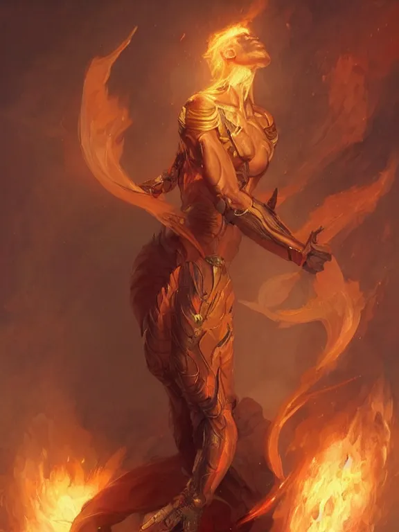 Prompt: humanoid fire elemental, male, fantasy, highly detailed, digital painting, artstation, concept art, smooth, elegant, sharp focus, illustration, art by artgerm and greg rutkowski and alphonse mucha