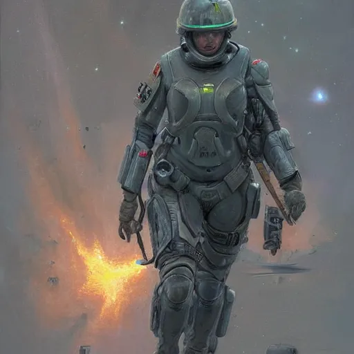 Image similar to Female Intergalactic combat paramedic on the battlefield as full-body Sci-Fi art by Donato Giancola and Bayard Wu, digital art, trending on artstation