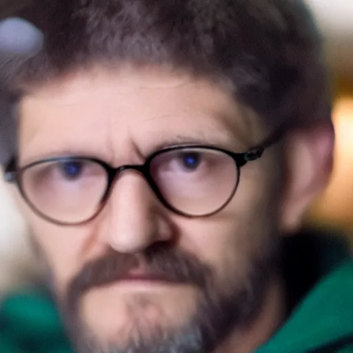 Prompt: ted kaczynski working at starbucks, 4 k, hyper realistic, dslr, landscape, high resolution