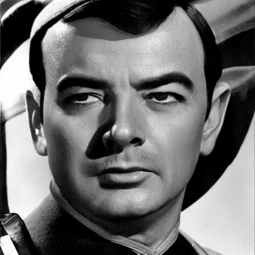 Image similar to photo of a person who looks like a mixture between deforrest kelley and james doohan