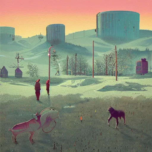 Prompt: painting by simon stalenhag