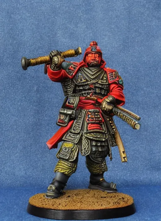 Image similar to 8 0 mm resin detailed miniature of a warhammer 4 0 k catachan samurai, product introduction photos, 4 k, full body